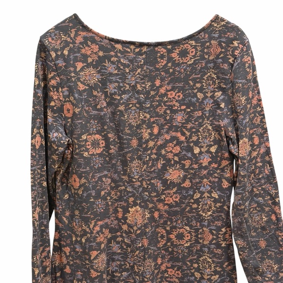 Peruvian Connection Cotton Spandex Maxi Dress Large Black Floral Long Sleeve - Picture 8 of 11